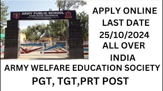 ARMY SCHOOL Army Welfare Education Society Recruitment 2024 – PGT TGT amp PRT Posts DIMASATHAIRELEE [upl. by Terb]