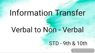 Information Transfer  Verbal to Non  verbal  Part  01  STD  9th amp 10th [upl. by Colette146]