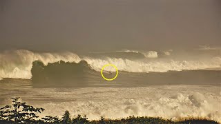 HUGE Set Closes Out Waimea Bay Jan 22nd 2022 [upl. by Weslee]