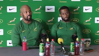 Springbok media conference Siya Kolisi and Mzwandile Stick [upl. by Atikaj]