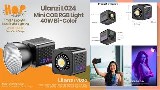 ULANZI L024 COB Light 40W RGB Portable Lampu LED RGB Rechargeable with 20 Effects 2500k6500k CRI 95 [upl. by Happy62]