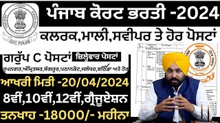 Bathinda district court Clerk recruitment 2024Punjab Group C Recruitment 2024PunjabGovtJobs2024 [upl. by Zetnom333]