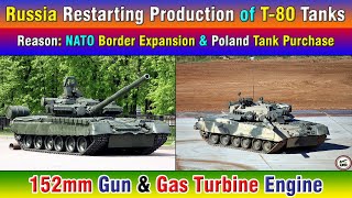 Russia Restarting Production of T80 Tanks Reason NATO Border Expansion amp Poland Tank Purchase [upl. by Ninazan749]