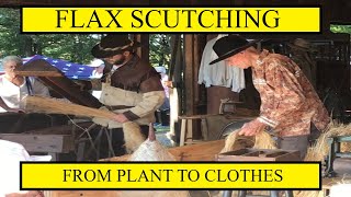 Flax Scutching From Plant To Clothes By Hand [upl. by Marcile]