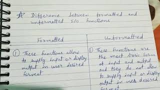 Lecture 28 Difference between Formatted and Unformatted input output functions by Aayush Malviya [upl. by Hashimoto]