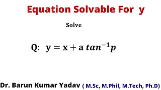 Equation solvable for y in Hindi  first order and higher degree  part 4 [upl. by Herbert650]