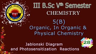 28III BSc 5th Sem 5B InOrganic Organicamp Phy ChemJablonski Diagram amp Photosensitization Reactions [upl. by Kallista]