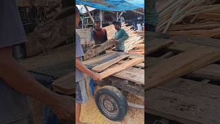 Tarik perlahan penggergajian kayu pendek sawing woodworking [upl. by Ahsiekim]