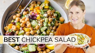 MEDITERRANEAN CHICKPEA SALAD  15minute recipe [upl. by Ayidah]