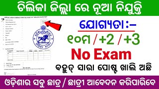 Odisha govt job vacancy in chilika  Qualification  10th 2 3  Apply all odisha student [upl. by Brandi]