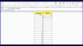 Convert Decimal to Binary by EXCEL [upl. by Caitrin]