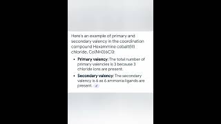 Primary and secondary valancy class 12 warners theory coordination compounds shorts chemistry [upl. by Aihsemek896]