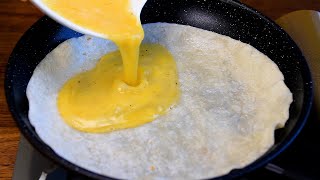 Pour eggs on the tortilla and youll be amazed at the results Simple and delicious tortilla recipes [upl. by Diba]