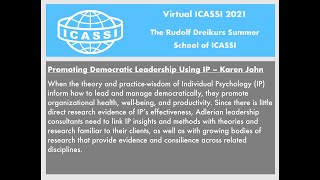 Promoting Democratic Leadership Using IP  Karen John [upl. by Ecnatsnok]