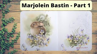 Lapin et pensées partie 1  Marjolein Bastin Inspired by Nature COLOR ALONG  Tuto pas à pas [upl. by Giacinta]