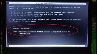 Cara mengatasi The boot selection failed because a required device is inaccessible di laptop [upl. by Namzzaj659]