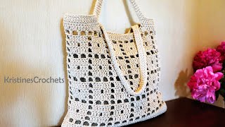 Easy Crochet Tote Shoulder Bag Tutorial [upl. by Burrill]