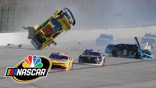 NASCAR Xfinity driver Blaine Perkins barrel rolls in Talladega race  Motorsports on NBC [upl. by Emogene]