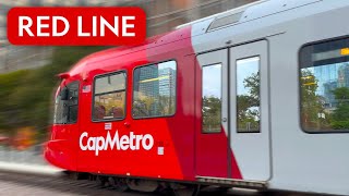 Austin CapMetro MetroRail Red Line Southbound Leander to Downtown Austin Full Ride Stadler GTW [upl. by Eonak]