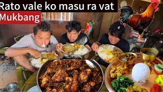 Rato vale ko masu ra bhat mukbang mukbang officialchannal subscribe food [upl. by Nivalc176]