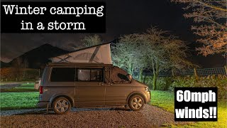 Winter van camping in a storm in Lake District [upl. by Asselem]