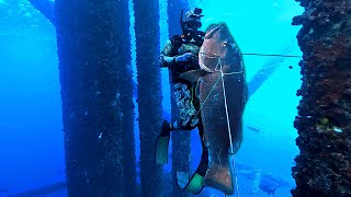 Spearfishing Offshore Oil Rigs WORLD RECORD 137 lb Cubera Snapper [upl. by Machos]