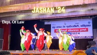 First Runner Up in Bhangra 🔥 Law Dept  Jashan 2024  Guru Nanak Dev University Amritsar bhangra [upl. by Oirram]