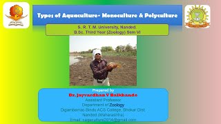 Types of Aquaculture Monoculture amp Polyculture Dr Jayvardhan V Balkhande [upl. by Inalial]