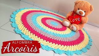 💖 Alfombra a crochet modelo 🌈 Arcoiris  canal  Yessi Crochet [upl. by Einittirb]