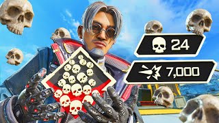 AWESOME Crypto 24 KILLS and 7000 Damage Apex Legends Gameplay [upl. by Lahey]