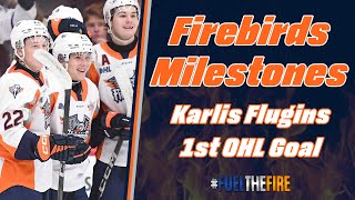 Firebirds Milestones  Karlis Flugins 1st Career OHL Goal [upl. by Quintie]