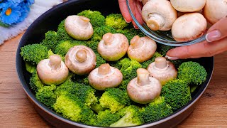 I cook this broccoli 3 times a week Recipe for broccoli and mushrooms in a frying pan Delicious [upl. by Latoya925]