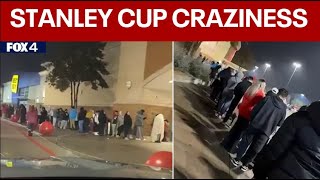 Starbucks pink Stanley cups Shoppers line up at North Texas Targets overnight for popular tumbler [upl. by Einahpehs731]