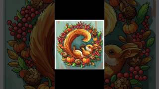 autumn squirrel nestled in a wreath of fall harvest artandcraft art coloring zencolor [upl. by Donell]