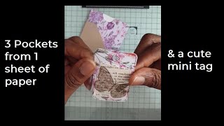 Make 3 pockets from 1 sheet of paper and a cute tag for junk journal [upl. by Mayrim400]