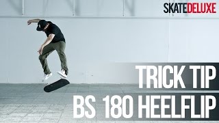 How to BS 180 Heelflip  Skateboard Trick Tip  skatedeluxe [upl. by Sirah621]