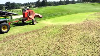 golf course greens aeration  after dragging cores  blowing off [upl. by Nnor]