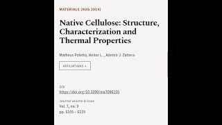 Native Cellulose Structure Characterization and Thermal Properties  RTCLTV [upl. by Onaicram]