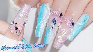 💅Korea Nail Art✨ 시원한 여름 테마 네일✨ 상큼한 블루 네일💎 네일아트  셀프네일  NailArt Dreams [upl. by Wrightson]