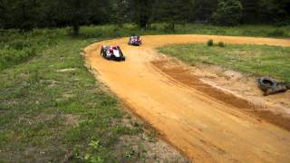 back yard short high banked go kart racing [upl. by Annayd]