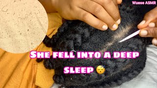 Very detailed and intense Asmr scalp scratchingnitpicking on old cornrowsdandruff scratching [upl. by Llenrag]