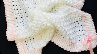 A simply beautiful crochet baby blanket pattern with border My favorite CROCHET PATTERN [upl. by Caughey]