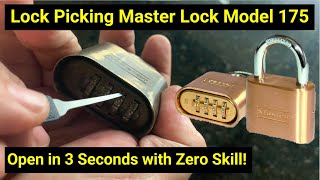 🔒Lock Picking ● Open Master Lock 4Digit Combination Padlock in 3 Seconds Model 175 [upl. by Aseyt]