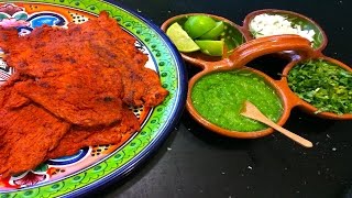 Receta de carne enchilada o carne adobada para hacer tacos [upl. by Aneelahs]