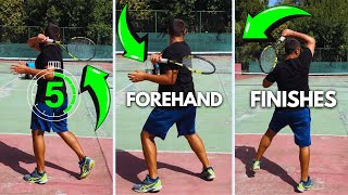 5 Ways To Finish Your Forehand  Advanced Tennis Forehand Technique [upl. by Kenti97]