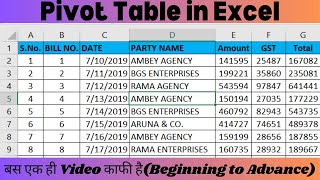 Excel Pivot Tables Tutorial  Basic to Advance in one video [upl. by Hubble]