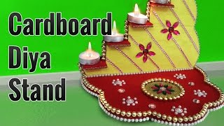 How to Make Beautiful Diya Stand from Cardboard on this Diwali  Diya Decoration Ideas  Diya Holder [upl. by Clari]