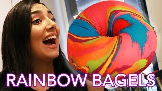 We Tried Instagram Rainbow Bagels • Saf amp Tyler [upl. by Amerd]