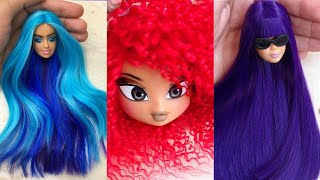 Disney Princess Doll Makeup  DIY Miniature Ideas for Barbie  Wig Dress Faceup and More DIY [upl. by Aileda]