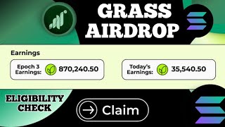 Get Grass coin for free via Airdrop 💰 How to withdraw Grass coin with Phantom wallet 🤩 [upl. by Selle]